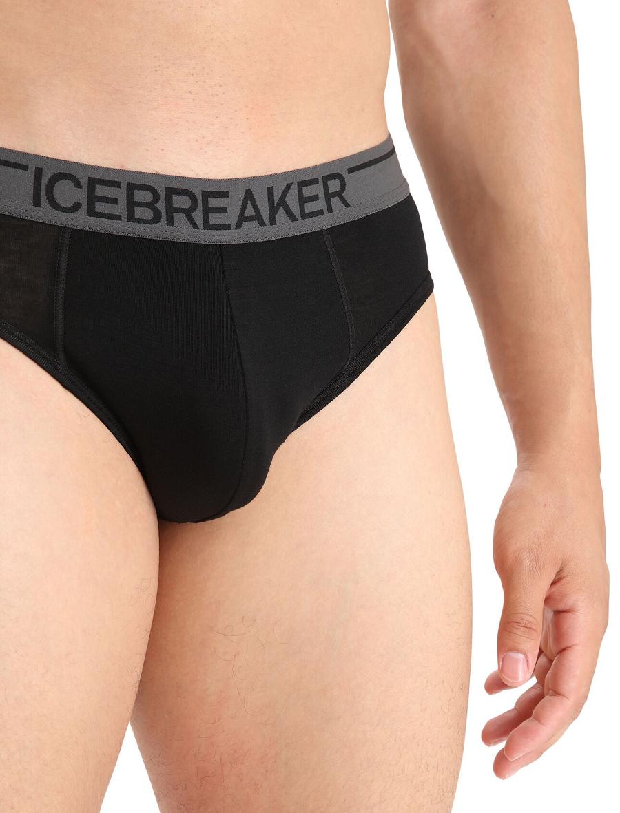 Men's Icebreaker Merino Anatomica Briefs Underwear Black | CA 1648YXFU